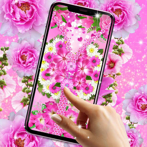 Pink flower zipper lock screen screenshot 3