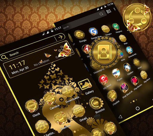 Gold Butterfly Girl Launcher Theme скриншот 3