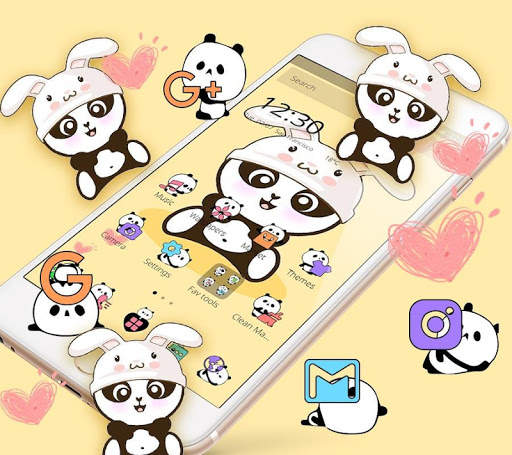 Yellow Cute Panda Bunny Theme screenshot 6