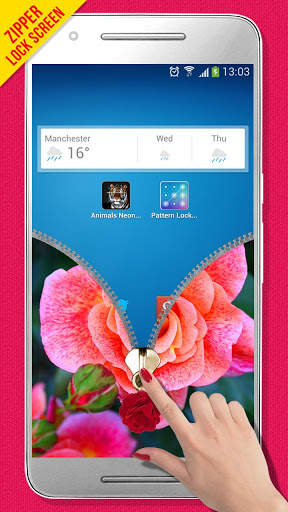 Pink Rose Zipper Lock Screen скриншот 5