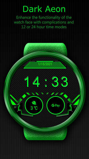 Dark Aeon Cyber Watch Face - Wear OS Smartwatch screenshot 3