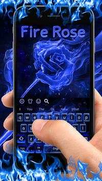 Blue Flaming Fire Rose keyboard Theme скриншот 1