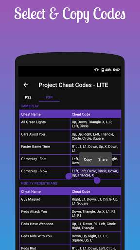 Project Cheat Codes - LITE screenshot 2