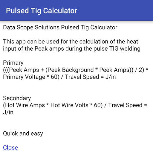 Pulsed Tig Calculator screenshot 2