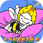 Coloring book maya bee party icon