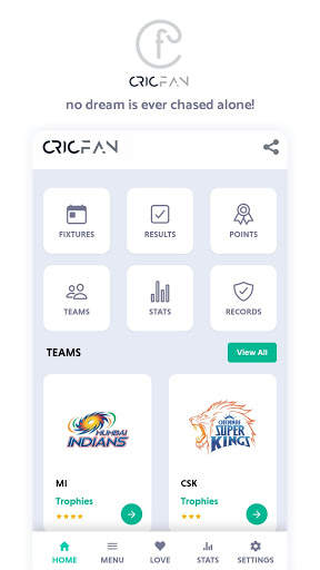 Cricfan - IPL live score, fixtures, standings etc screenshot 1