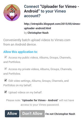 Uploader for Vimeo screenshot 1