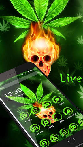 Green Weed Fire Skull Theme screenshot 1