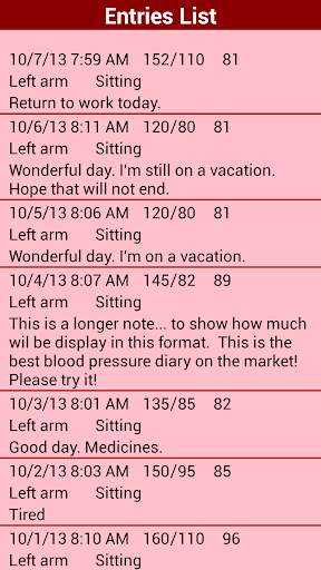 Blood pressure screenshot 2