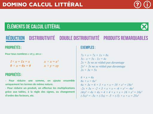 Domino Calcul Littéral 4 تصوير الشاشة