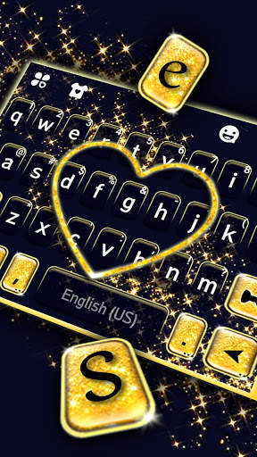 Black Gold Heart Keyboard Theme screenshot 3