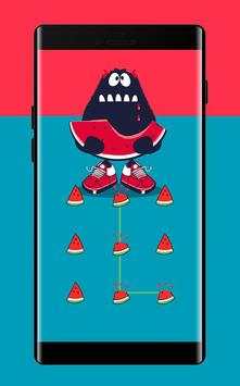 Watermelon APP Lock Theme Monster Pin Lock Screen 2 تصوير الشاشة