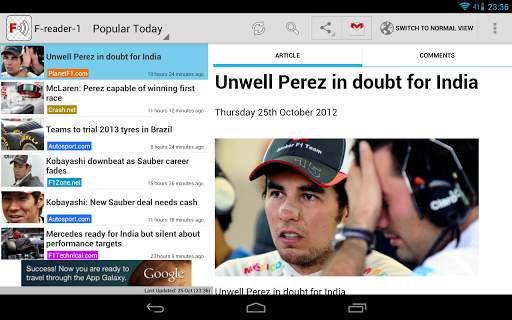 Freader1 - Formula Racing News screenshot 2