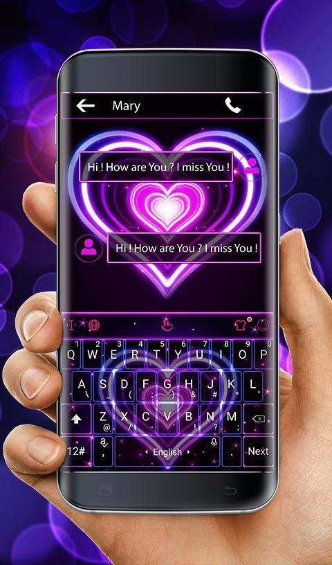 Sparkling Purple Heart Keyboard Theme screenshot 2