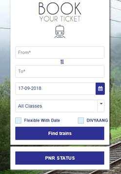 TRAIN TICKET BOOKING APP 2018 screenshot 1