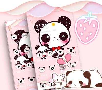 Pink Cute Panda Lovely Theme 3 تصوير الشاشة
