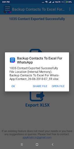Backup Contacts To Excel For WhatsApp screenshot 3
