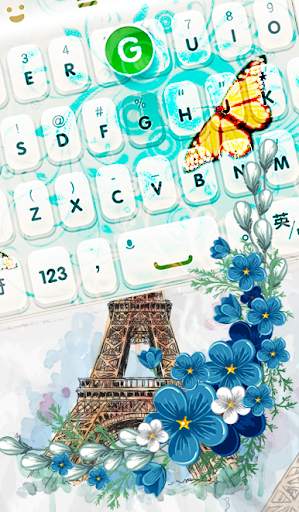 Turquoise Diamond Butterfly Keyboard Theme screenshot 2