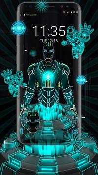 3D Tech Neon Hero - lock theme screenshot 1