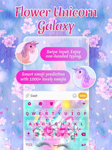 Flower Unicorn Galaxy Keyboard Theme for Girls screenshot 1