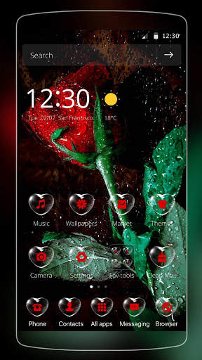 Valentine Love Rose Drop Theme screenshot 1