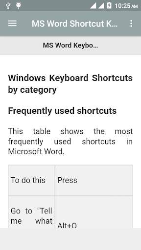MS Word Shortcut Keys screenshot 2