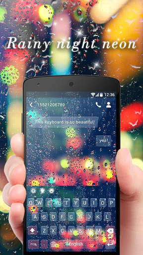 Rainy night neon keyboard screenshot 1