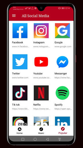 All Social Media, Network & Music Site in one App screenshot 1