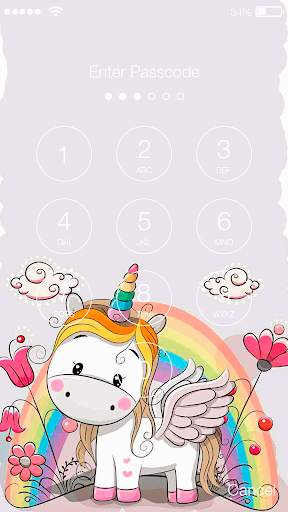 Unicorn Cute Pink Girly Black Theme Screen Lock screenshot 2