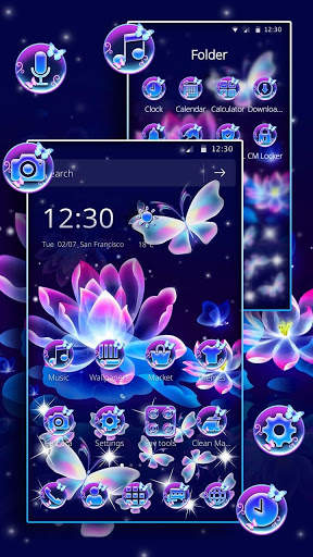 Neon Butterfly Lotus Glitter Theme screenshot 3
