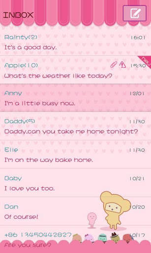 GO SMS Pro Pink Sweet theme screenshot 5