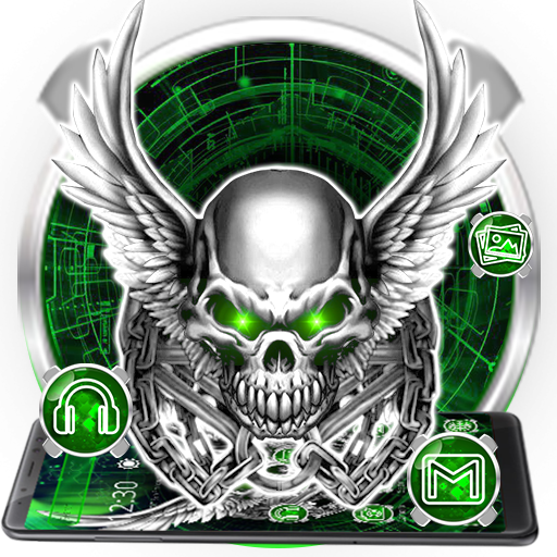 Green Silver Wings Skull Theme icon