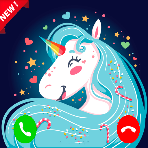 Fake call with unicorn icon