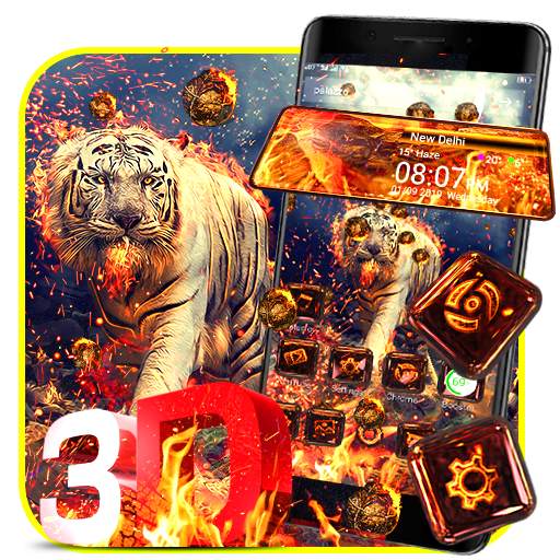 Fire Tiger 3D Glass Tech Theme 1.1.2