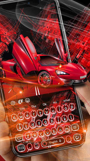 Neon Red Car Keyboard Theme screenshot 1