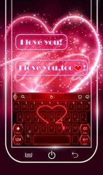 Live Neon Red Heart Keyboard Theme screenshot 5