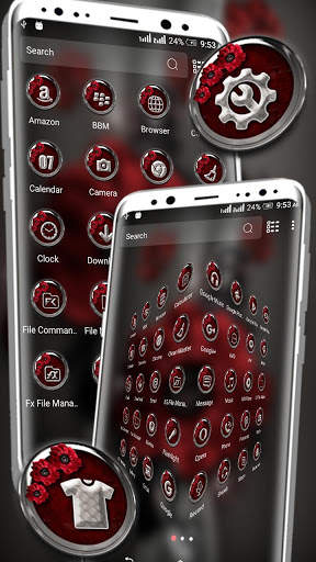 Dark Red Flower Launcher Theme screenshot 2