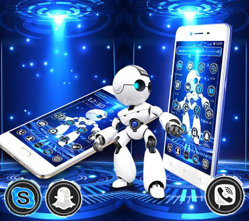 Blue Robot Technology Launcher Theme🤖 screenshot 1
