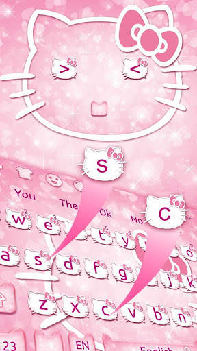 😍Pink Kawaii Kitty Keyboard Theme screenshot 2