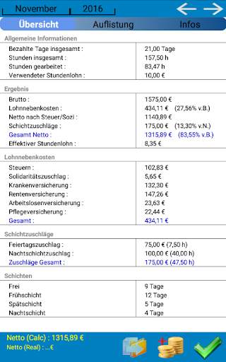 Verdienst Schicht Planer Lite screenshot 5