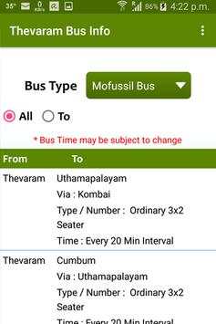 Thevaram Bus Info screenshot 1