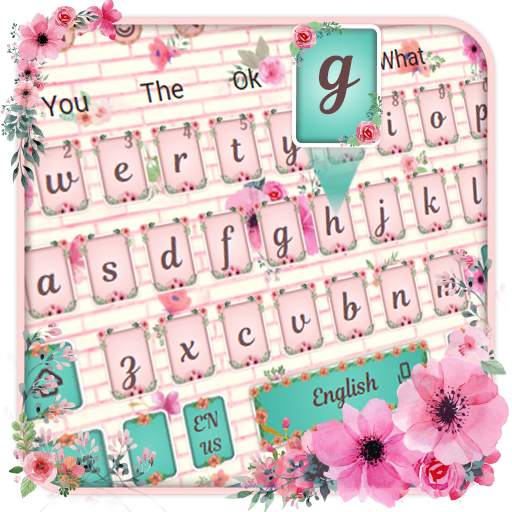 Girly Flowers Wall Keyboard Theme 10001004