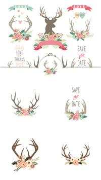Wedding Floral Antler Stickers 7 تصوير الشاشة
