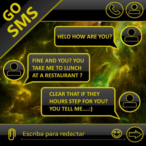 THEME GO SMS DARK SPACE YELLOW 1.0