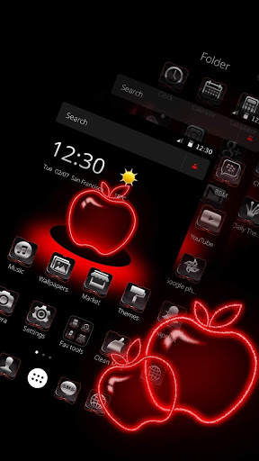 Red Neon Apple Dark Theme screenshot 2