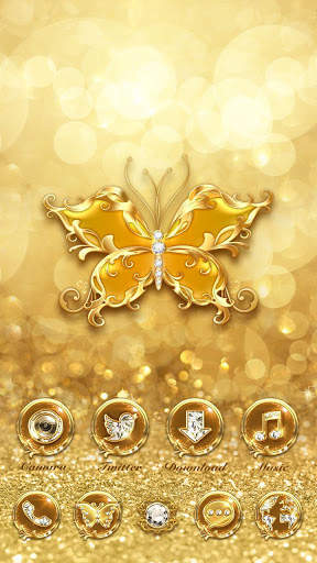 (FREE) Golden Butterfly GO Launcher Theme screenshot 1