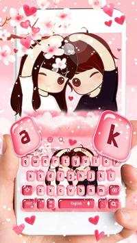 Cute Couple Love Keyboard Theme screenshot 1