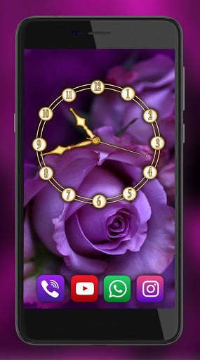 Roses Purple Clock Live Wallpaper screenshot 3