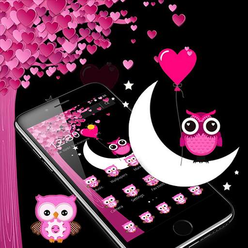 Pink Cartoon Moon Owl Theme 1.1.2