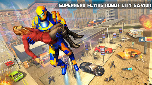 Superhero Flying Robot Rescue: Robot Shooting Game screenshot 1